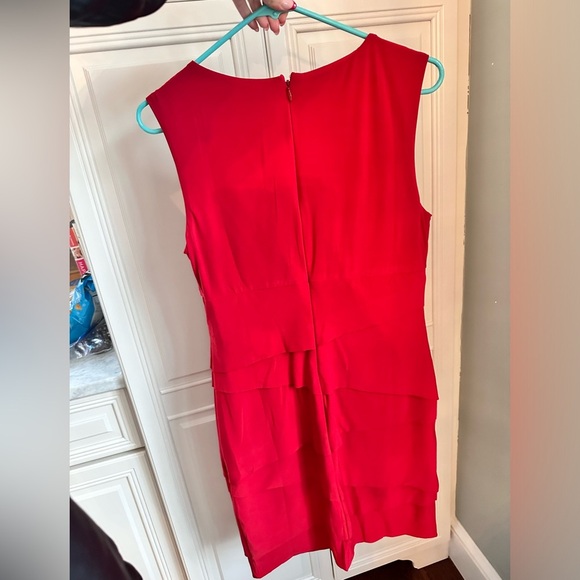 White House Black Market Red Ruched Bodycon Dress Size 12 - Picture 3 of 8